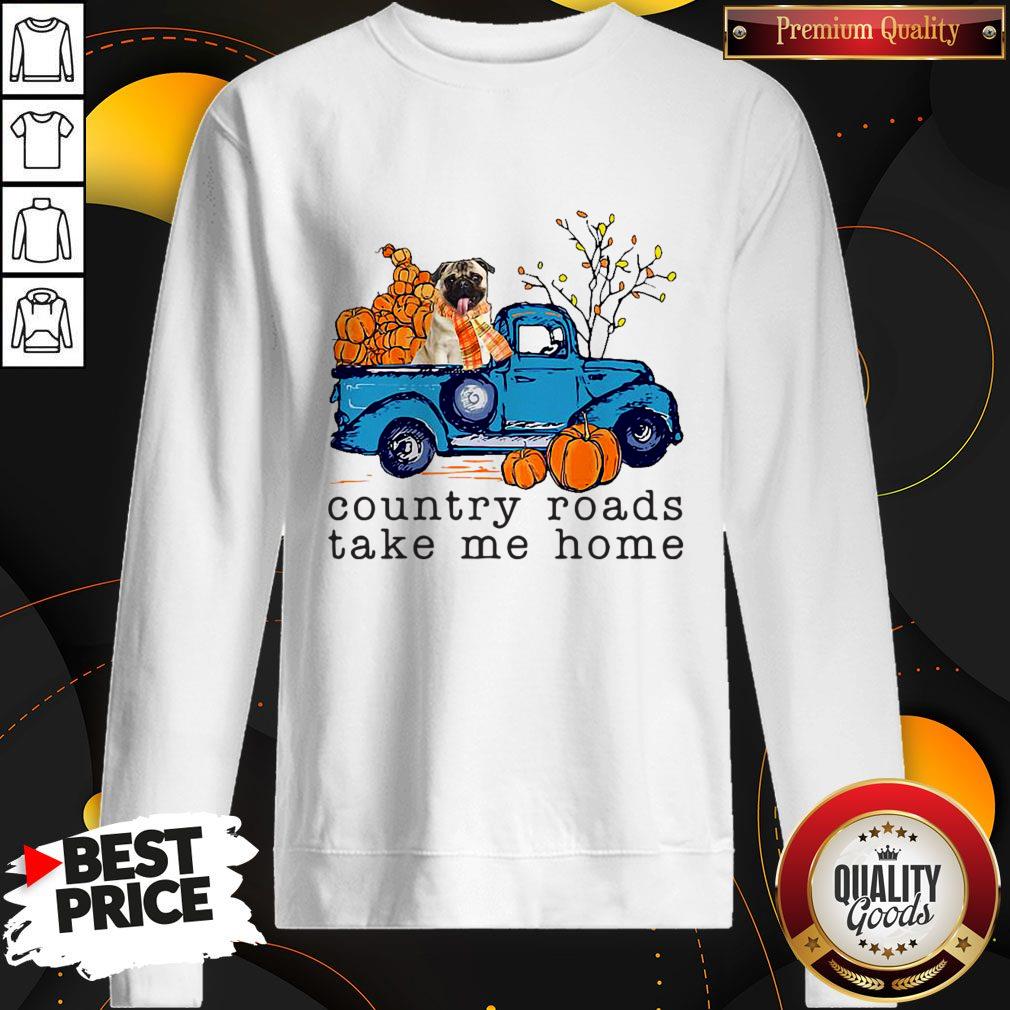 Pug Country Roads Take Me Home Pumpkin Halloween Shirt