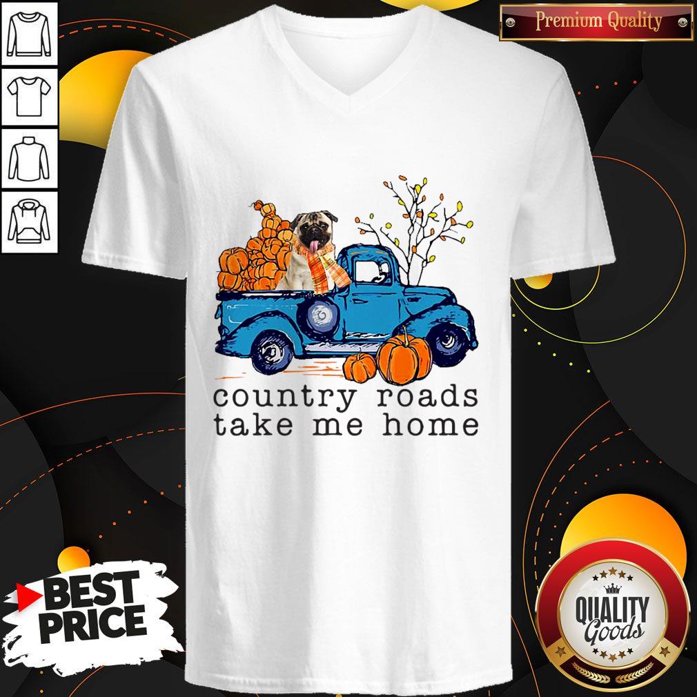 Pug Country Roads Take Me Home Pumpkin Halloween Shirt