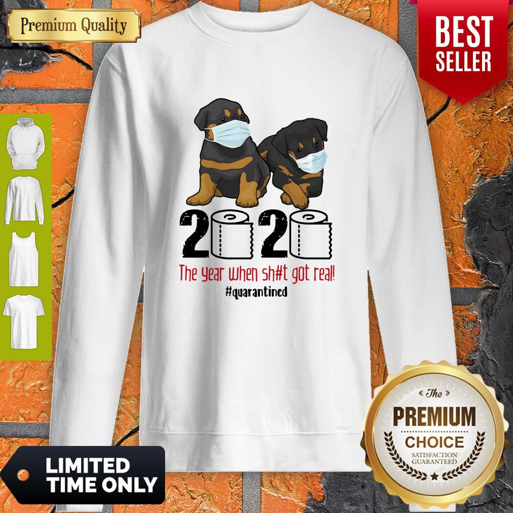 Top Rottweiler Face Mask 2020 The Year When Shit Got Real Quarantined Shirt