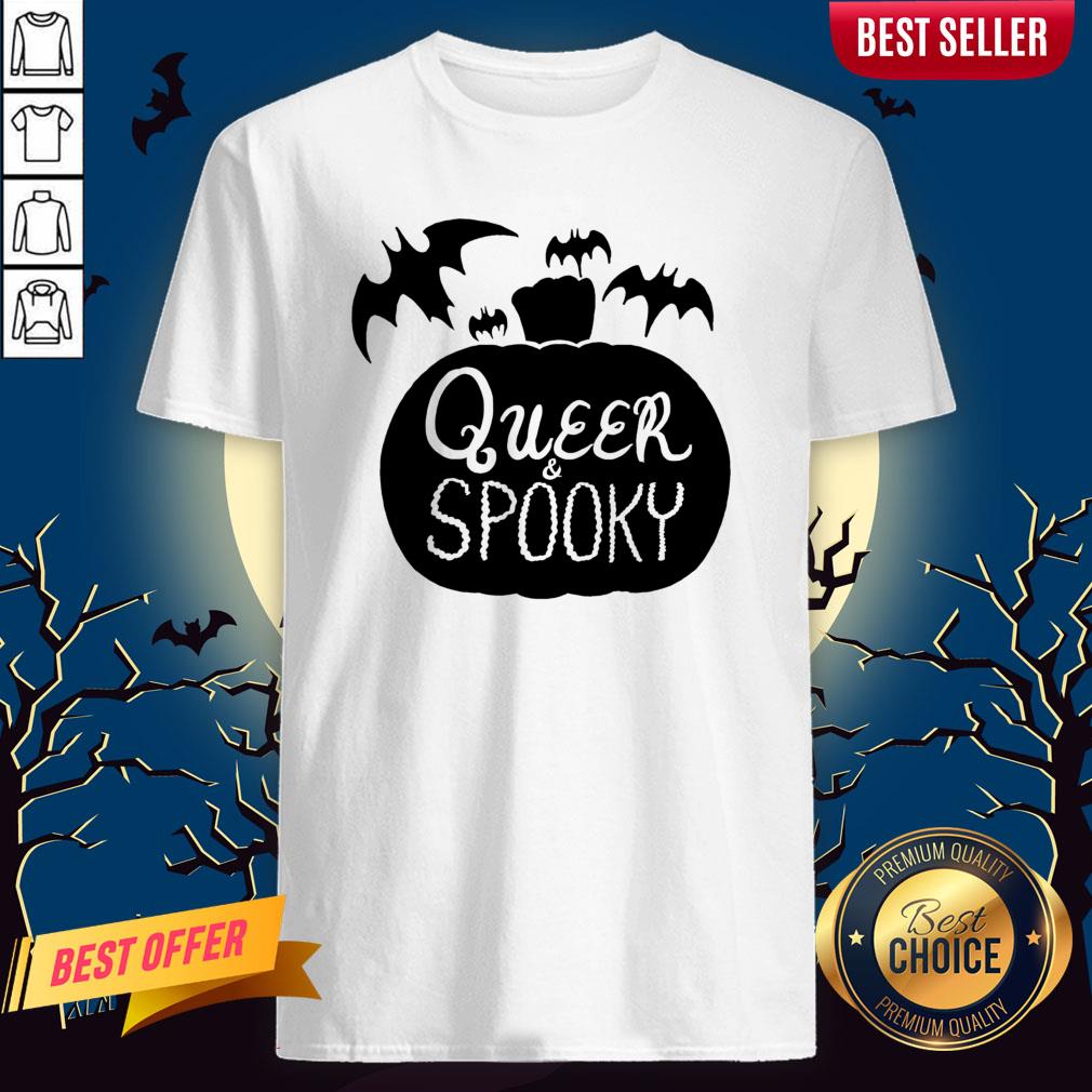 Queer And Spooky Pumpkin Bats Halloween Shirt