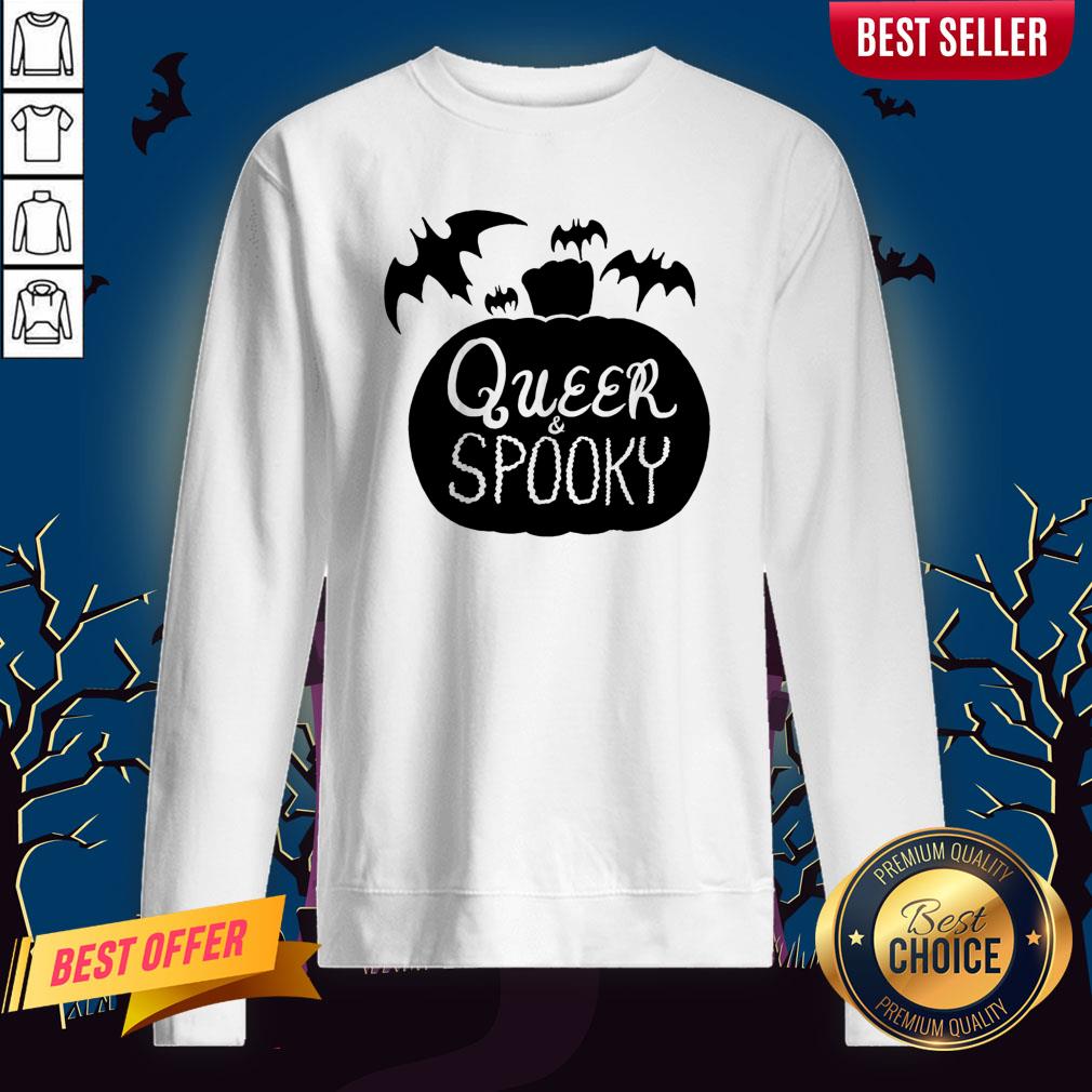 Queer And Spooky Pumpkin Bats Halloween Shirt