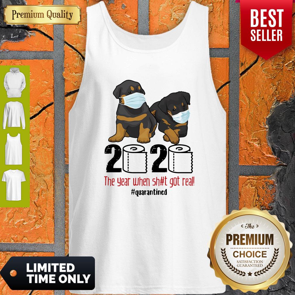 Top Rottweiler Face Mask 2020 The Year When Shit Got Real Quarantined Shirt