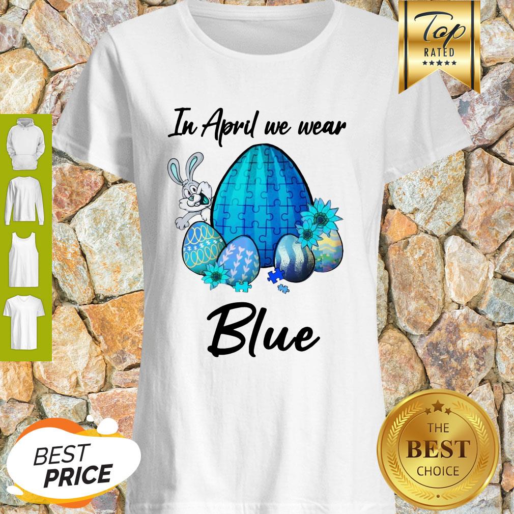 Rabbit Autism Eggs In April We Wear Blue Shirt