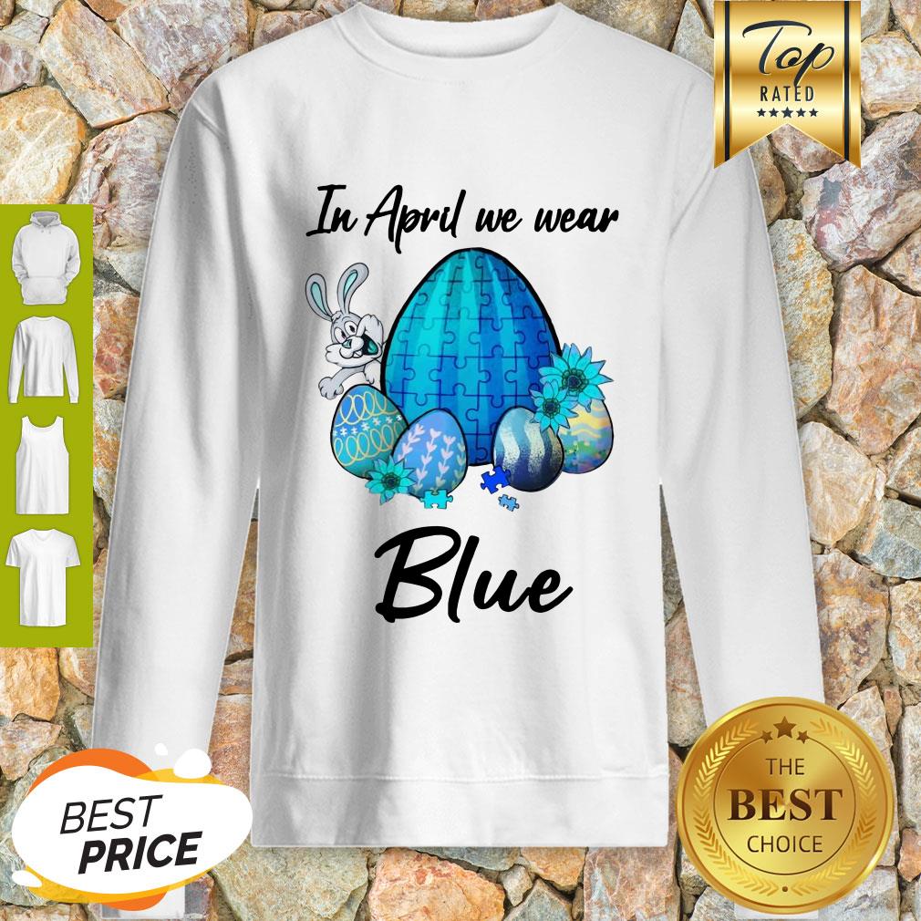 Rabbit Autism Eggs In April We Wear Blue Shirt