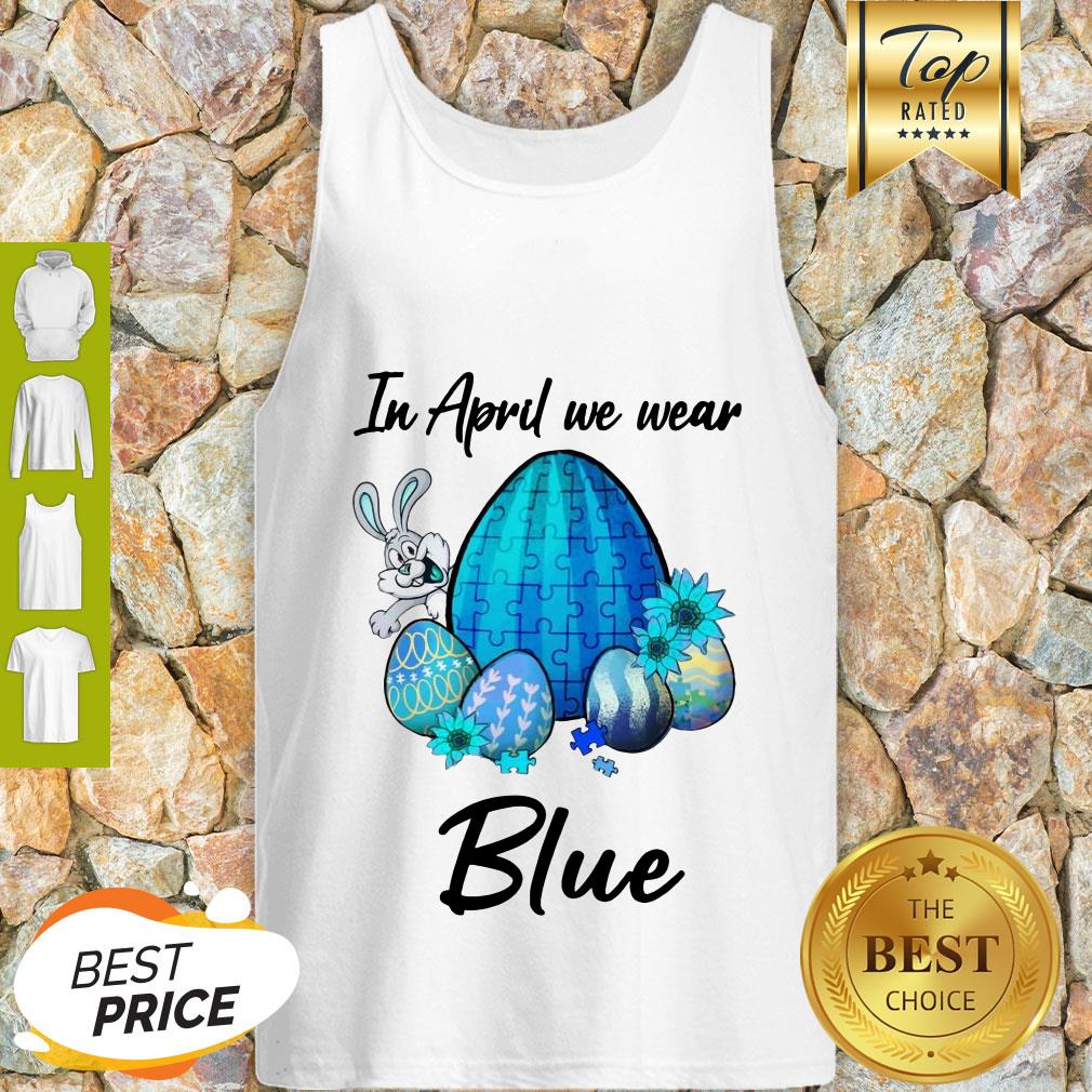 Rabbit Autism Eggs In April We Wear Blue Shirt
