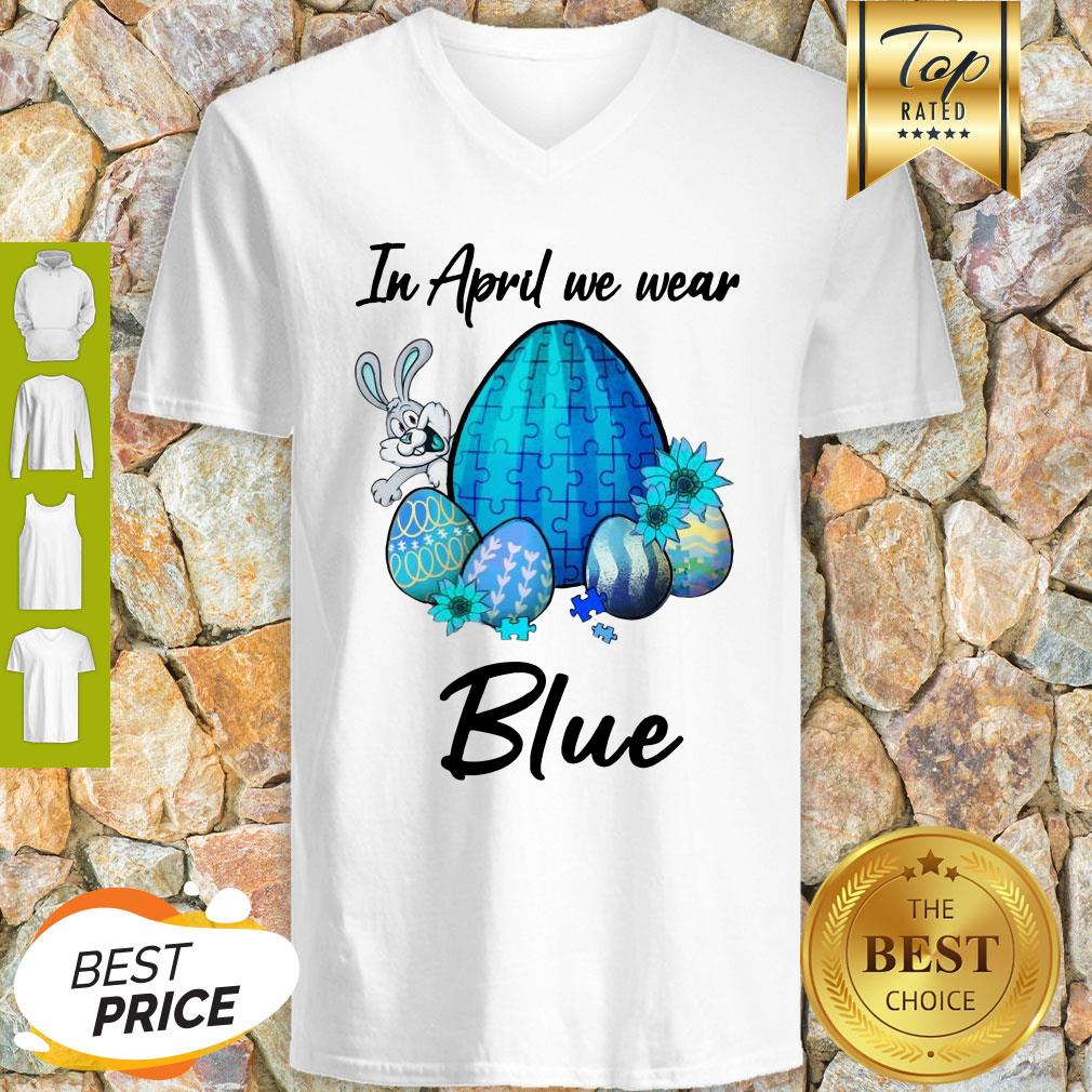 Rabbit Autism Eggs In April We Wear Blue Shirt