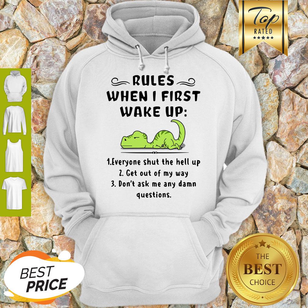 Rules When I First Wake Up Everyone Shut The Hell Up Dinosaurs Shirt