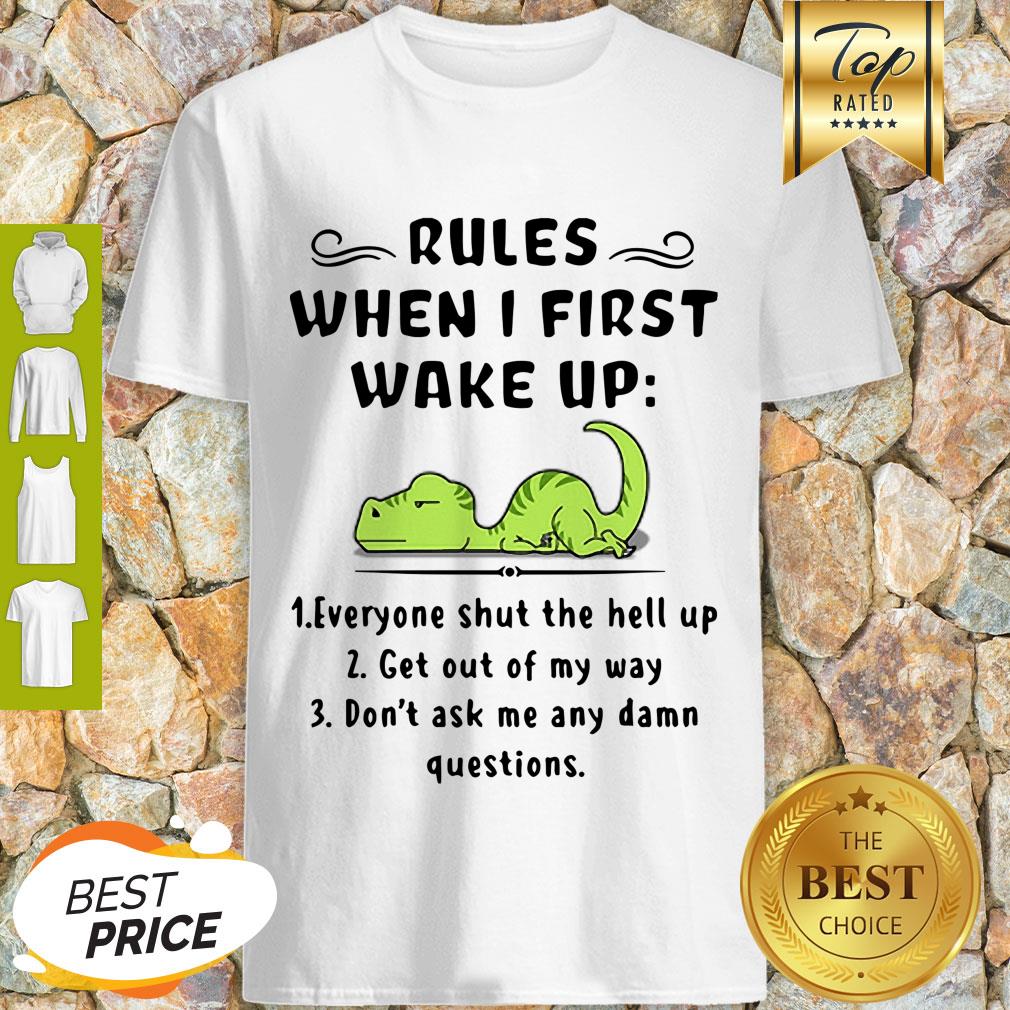 Rules When I First Wake Up Everyone Shut The Hell Up Dinosaurs Shirt