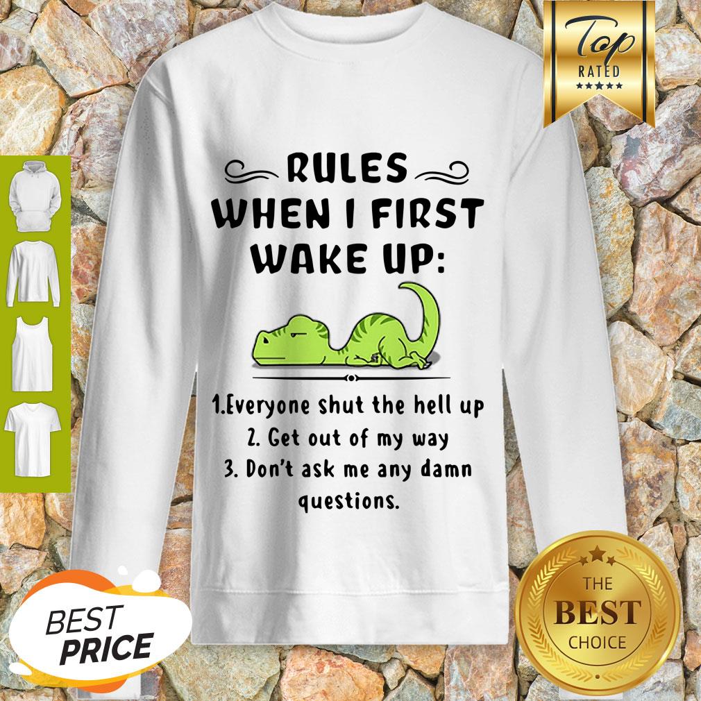 Rules When I First Wake Up Everyone Shut The Hell Up Dinosaurs Shirt