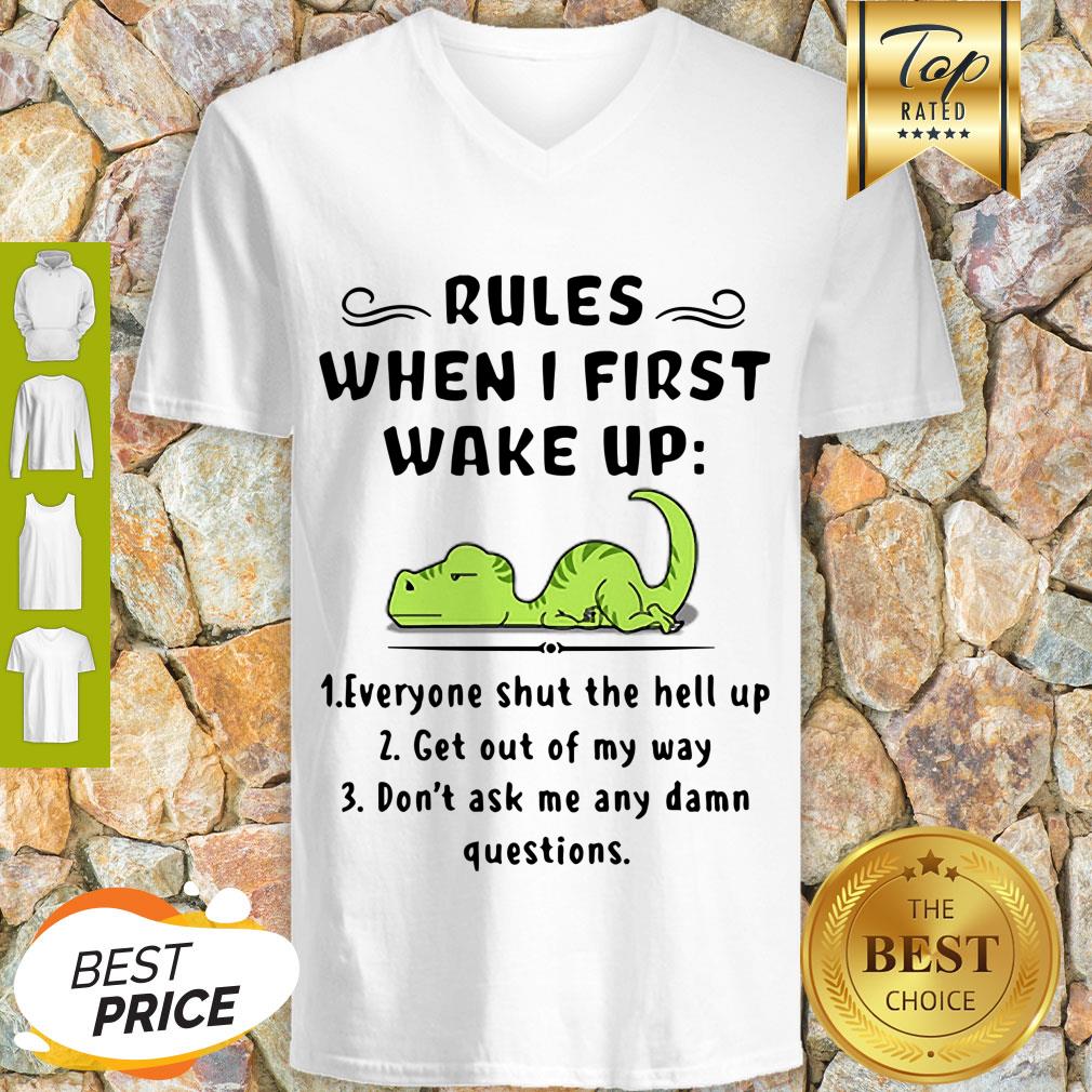 Rules When I First Wake Up Everyone Shut The Hell Up Dinosaurs Shirt