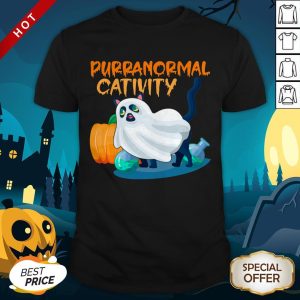 Cute Ghost Cat Purranormal Activity Funny Halloween Shirt