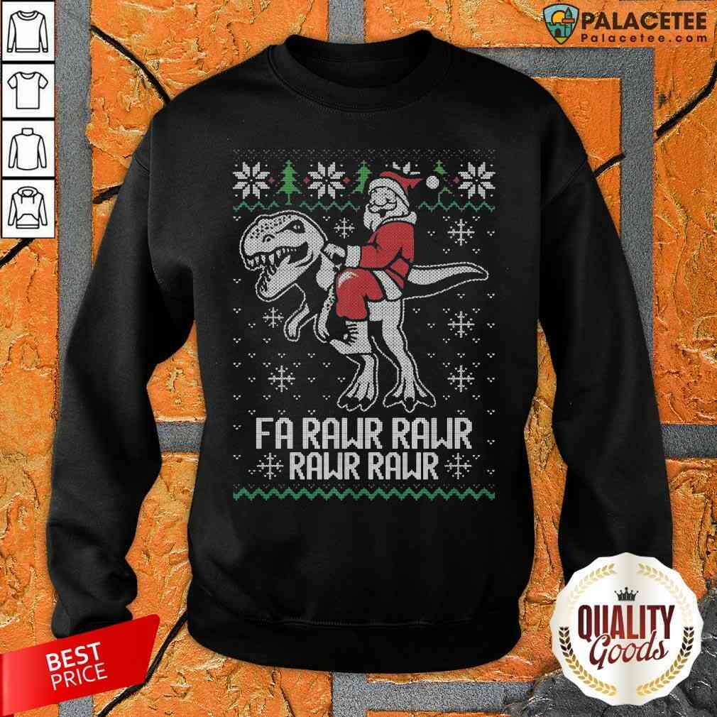 Santa Riding Dinosaur Fa Rawr Rawr Rawr Rawr Shirt