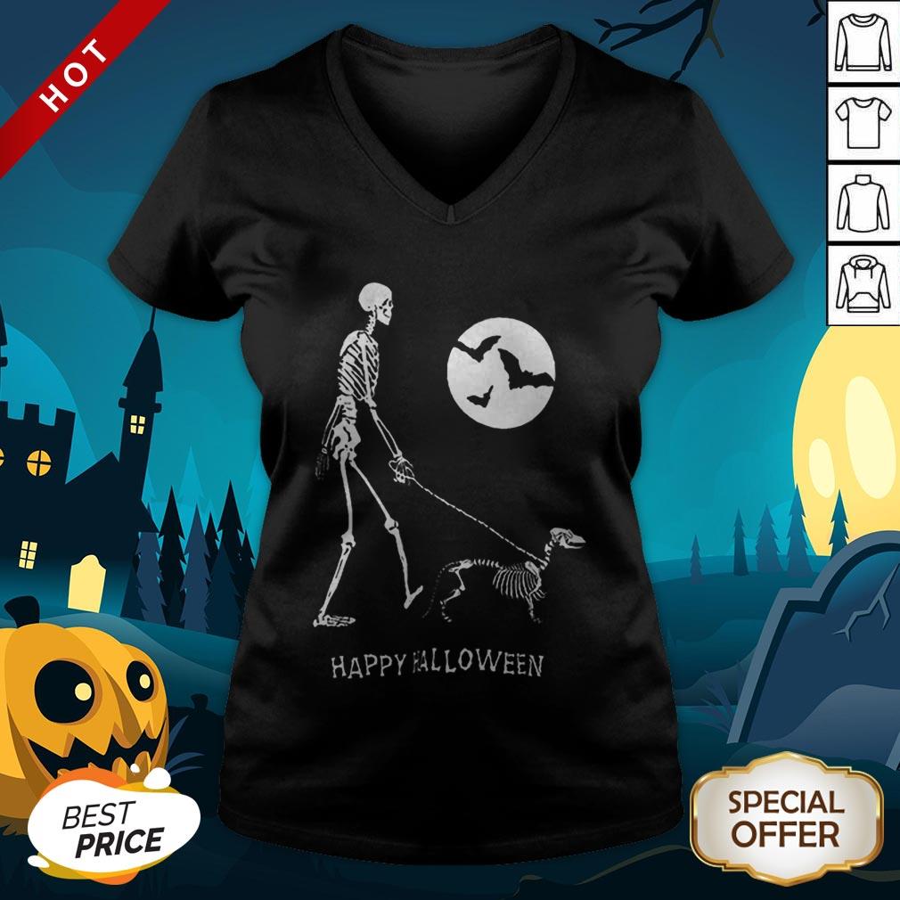 Skeleton Corgi Under Moon Light Happy Halloween Shirt