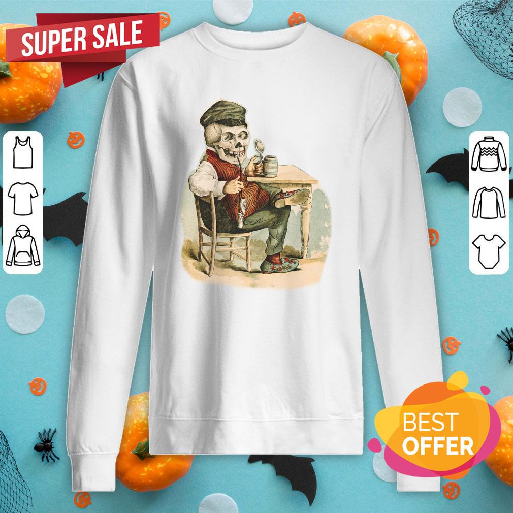 Skeleton Drinking Coffee Day Of The Dead Muertos Shirt