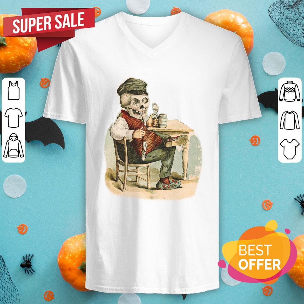 Skeleton Drinking Coffee Day Of The Dead Muertos Shirt