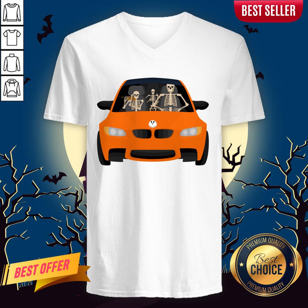 Skeleton Family Drive In The Car Halloween Day Shirt
