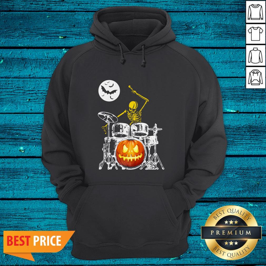 Skeleton Playing Drum Pumpkin Halloween Shirt
