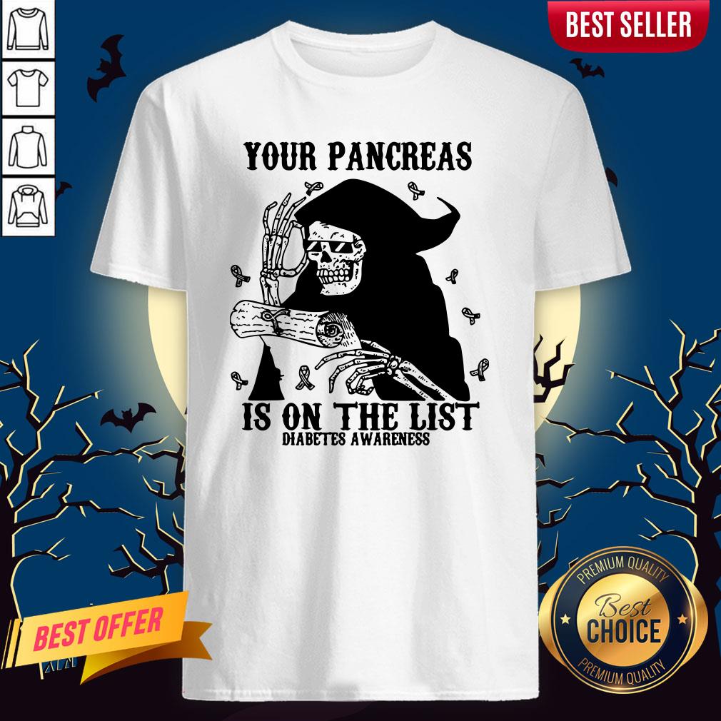 Skeleton Your Pancreas Is On The List Diabetes Awareness Shirt