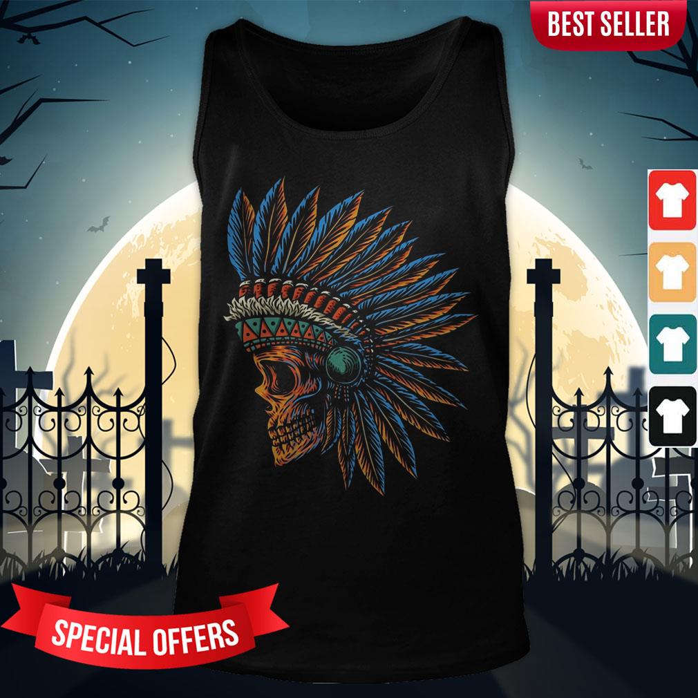 Skull Indian Side Position Day Of The Dead Retro Vintage Shirt
