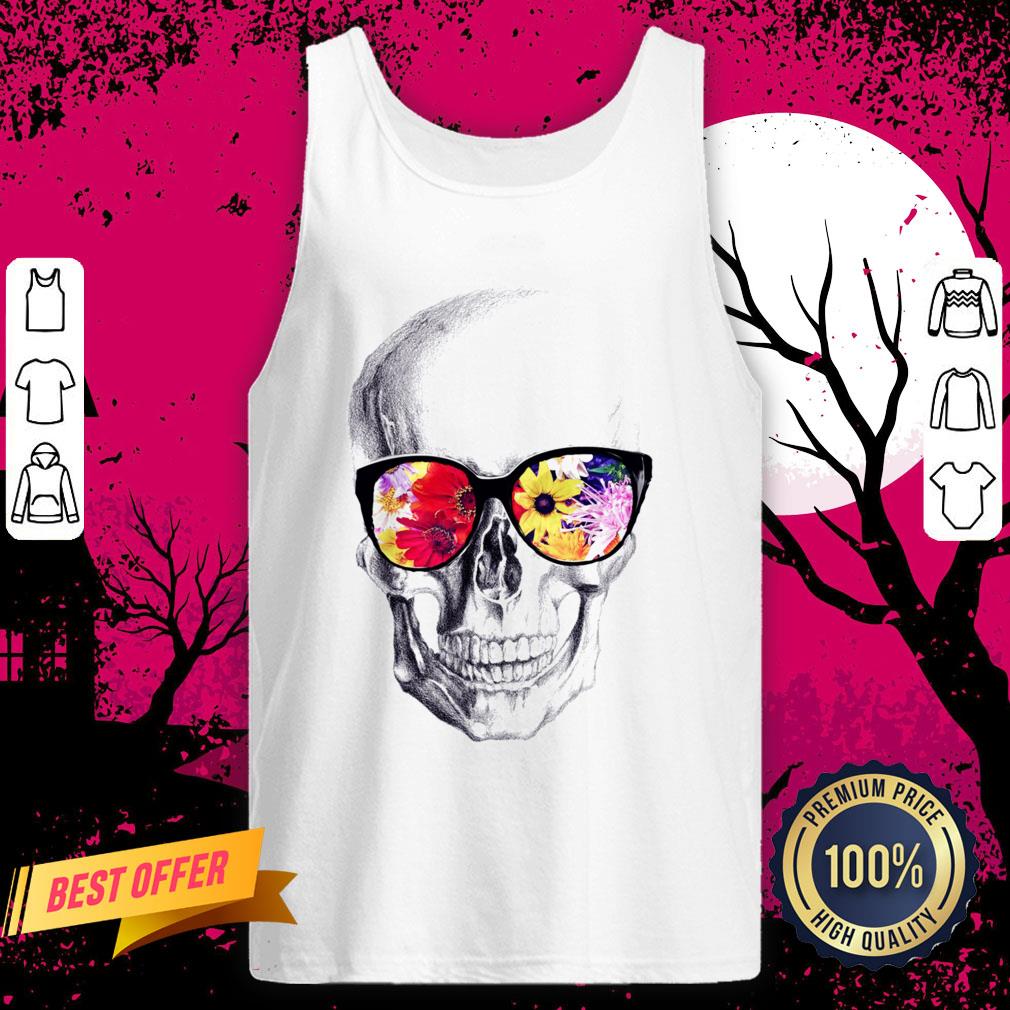 Skull With Floral Glasses Day Of The Dead Dia De Muertos Shirt