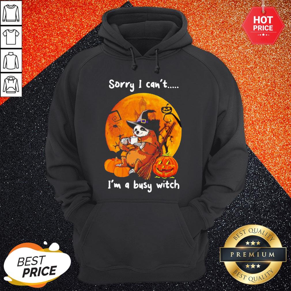 Sloth Coffee Sorry I Can't I'm A Busy Witch Halloween Shirt