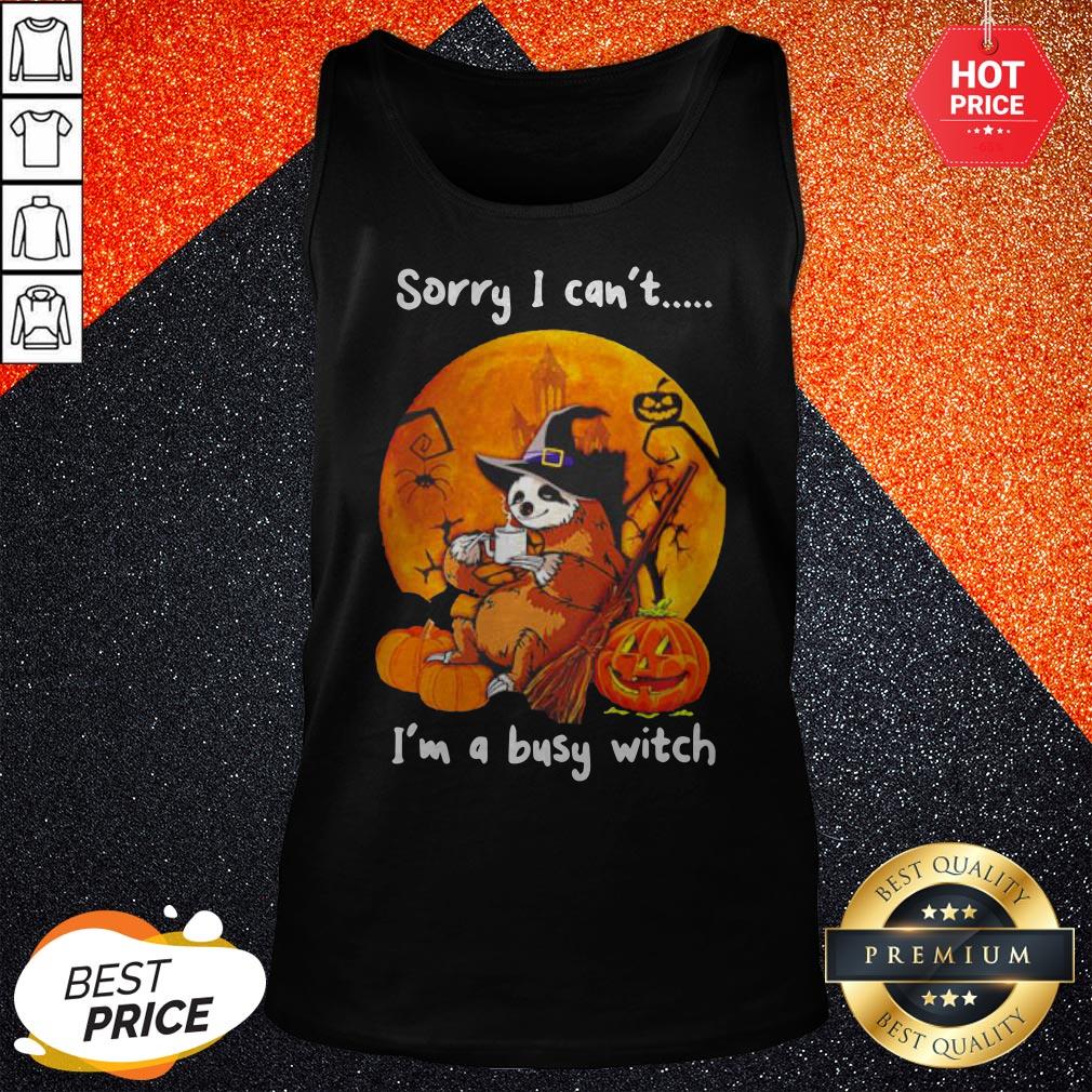Sloth Coffee Sorry I Can't I'm A Busy Witch Halloween Shirt