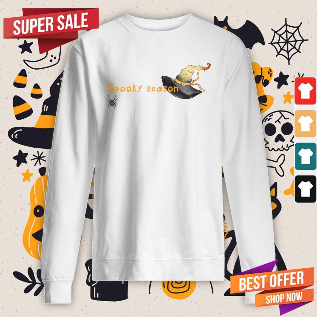 Spooky Season Halloween Witch Hat And Spider Shirt