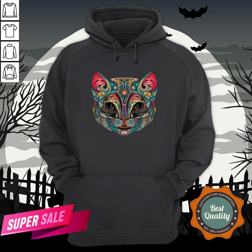 Sugar Skull Cat Kitten Flower Cat Halloween Dia De Muertos Shirt