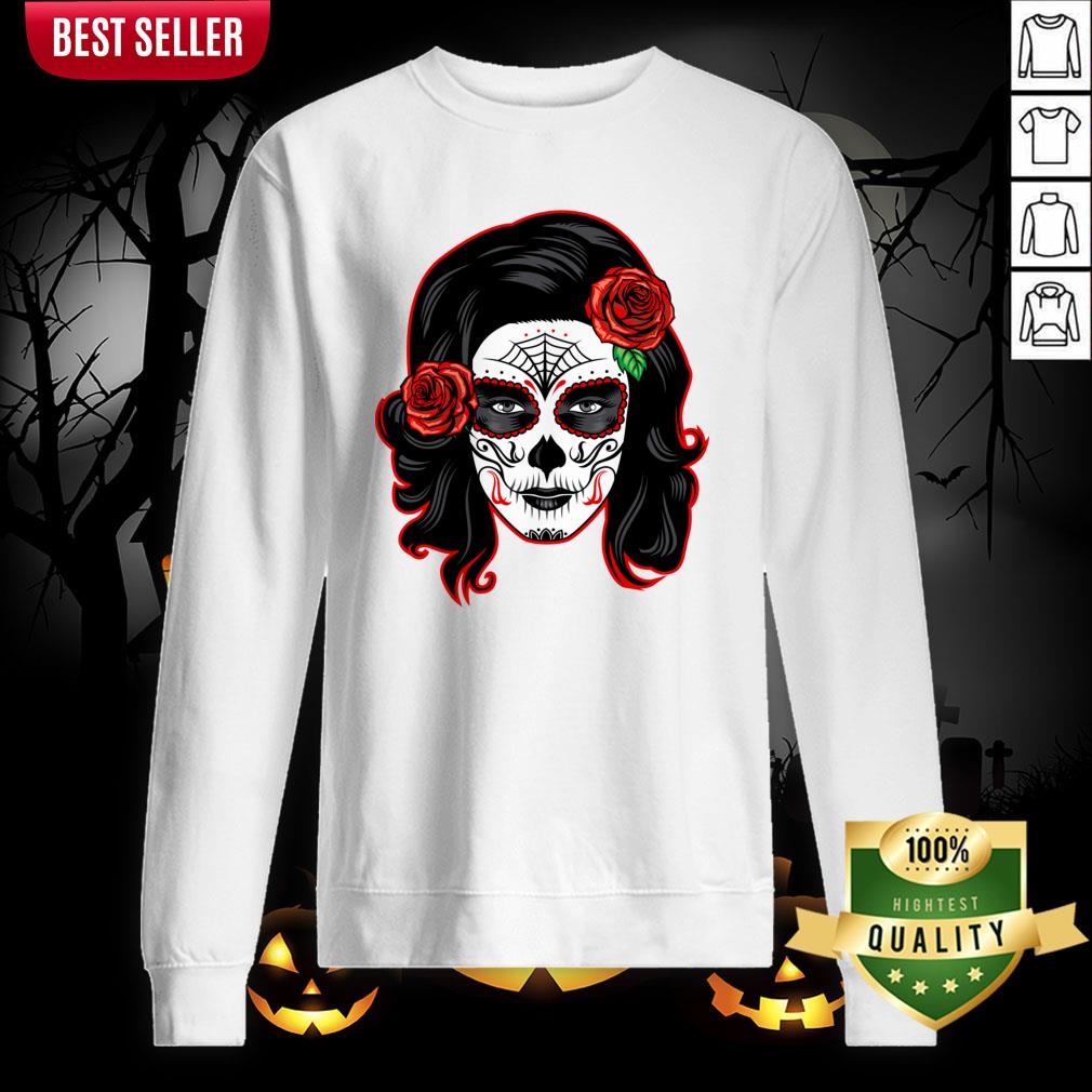Sugar Skull Lady Woman Day Of The Dead Muertos Shirt