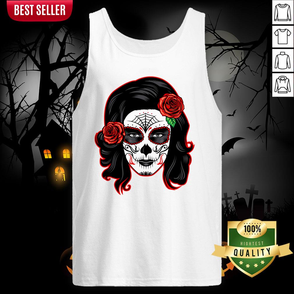 Sugar Skull Lady Woman Day Of The Dead Muertos Shirt