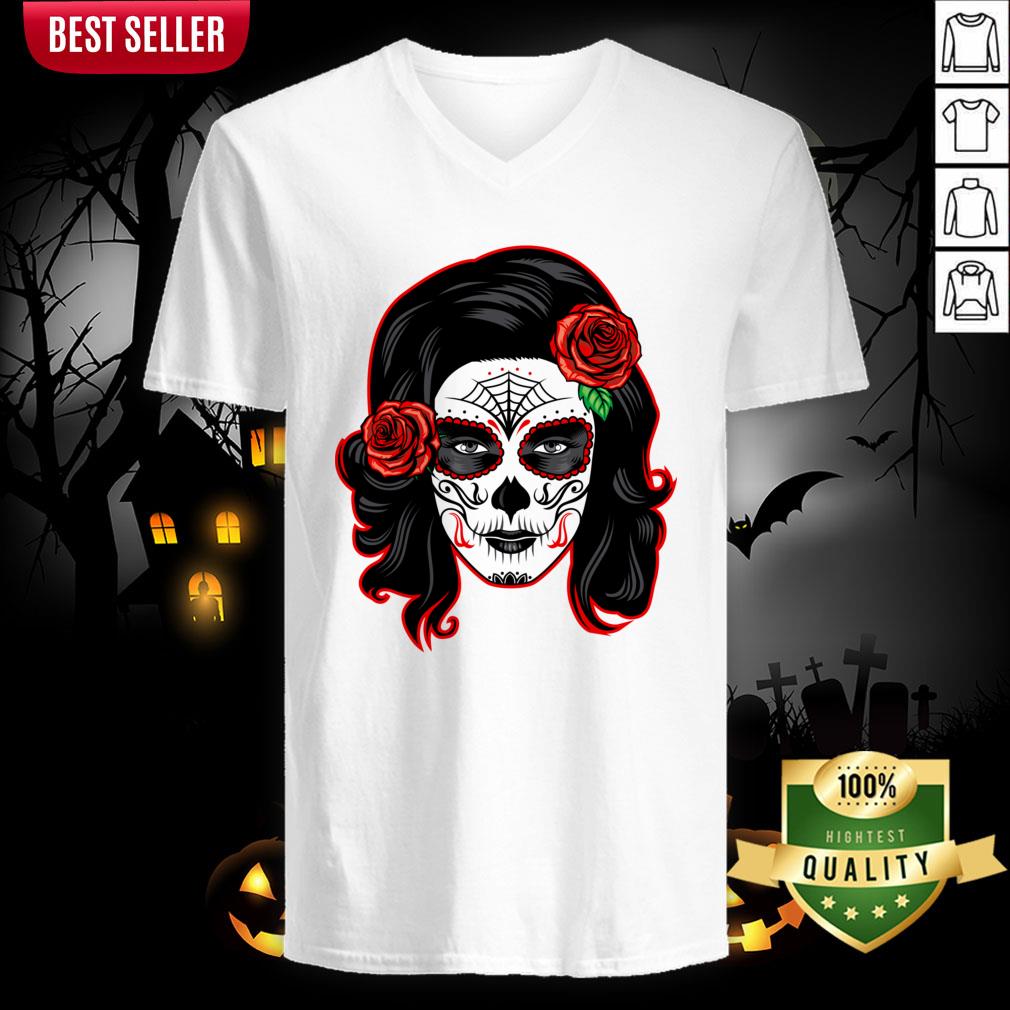 Sugar Skull Lady Woman Day Of The Dead Muertos Shirt