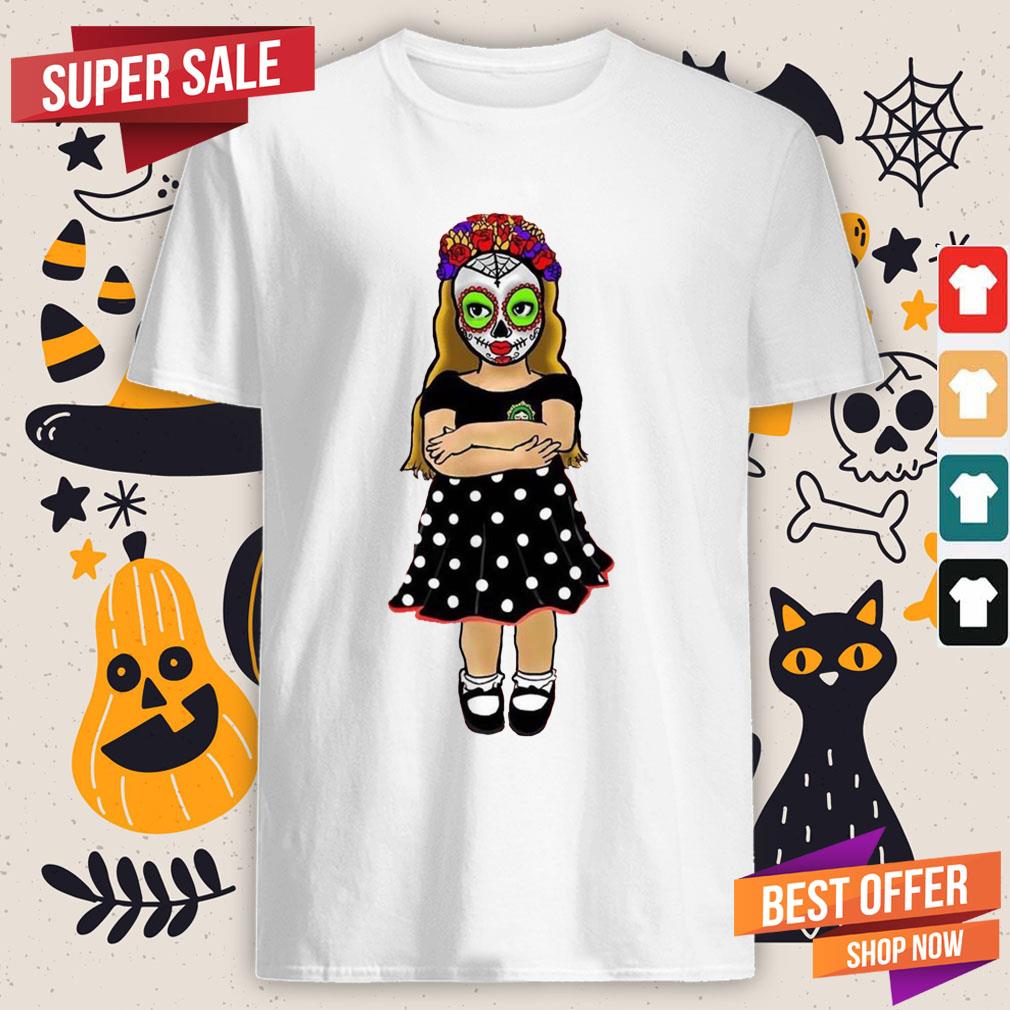 Sugar Skull Makeup Baby Cute Girl Day Of The Dead Muertos Shirt
