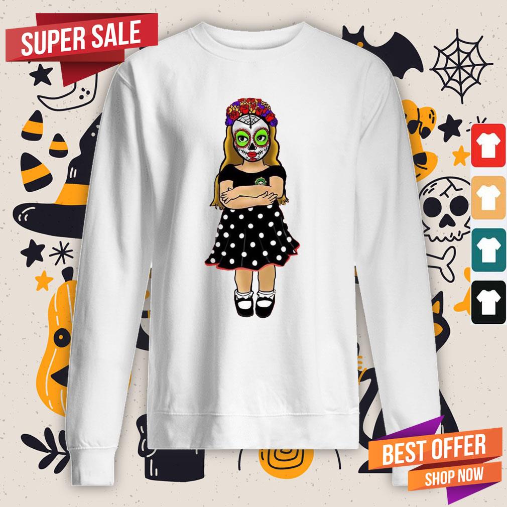 Sugar Skull Makeup Baby Cute Girl Day Of The Dead Muertos Shirt