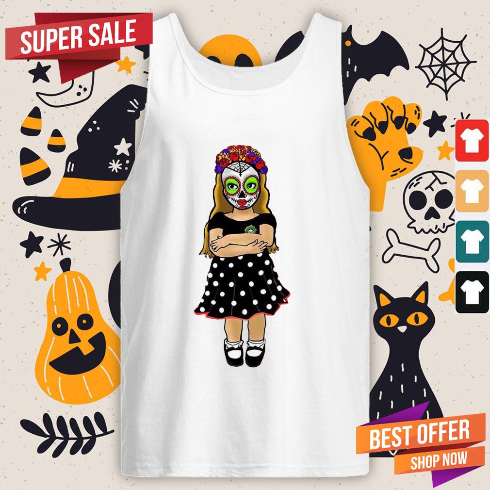 Sugar Skull Makeup Baby Cute Girl Day Of The Dead Muertos Shirt