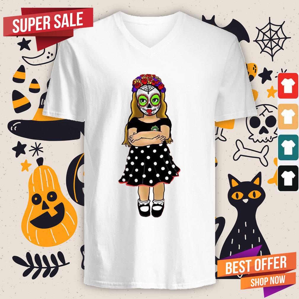 Sugar Skull Makeup Baby Cute Girl Day Of The Dead Muertos Shirt