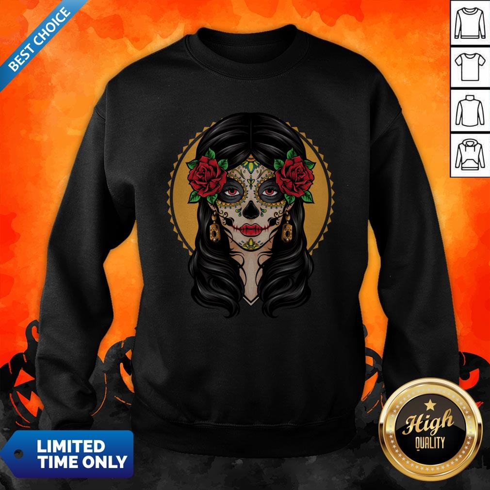Sugar Skull Makeup Girl Beauty Day Of The Dead Muertos Shirt