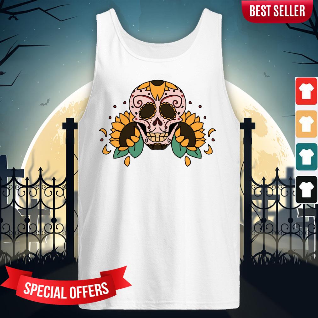 Sugar Skull Sunflowers Dia De Los Muertos Shirt