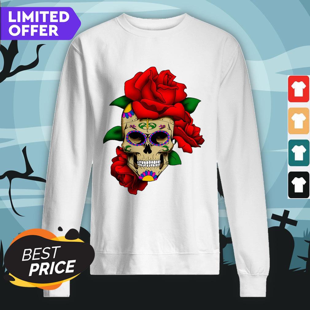 Sugar Skull With Rose Day Of The Dead Mexican Holiday Shirt