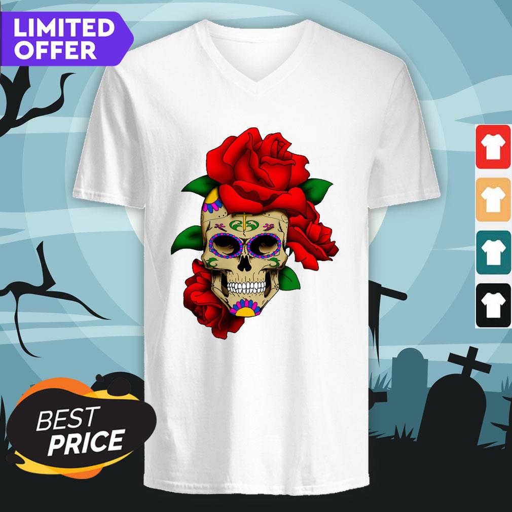 Sugar Skull With Rose Day Of The Dead Mexican Holiday Shirt