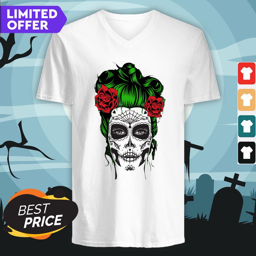Sugar Skull Woman Day Of The Dead Beauty Dia De Los Muertos Shirt