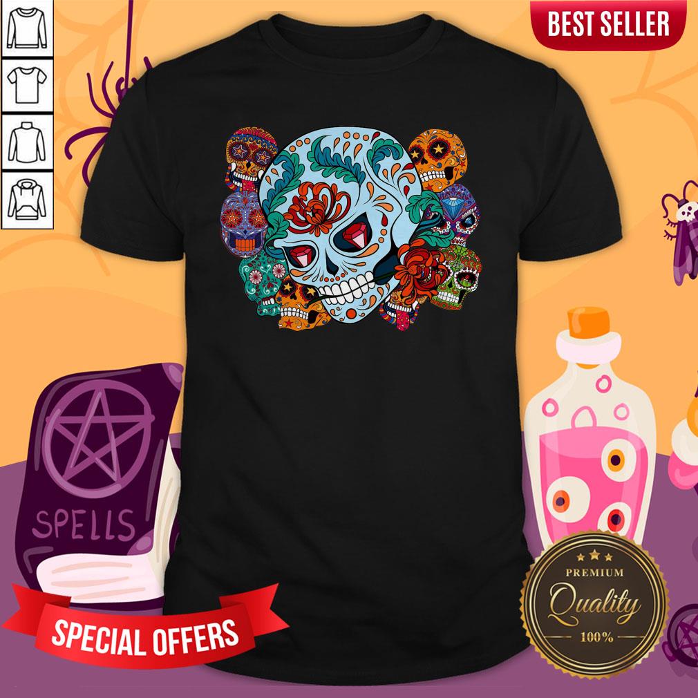 Sugar Skulls Collage Day Of The Dead Mexican Holiday Shirt