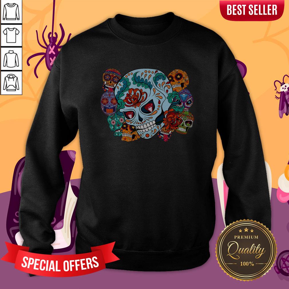 Sugar Skulls Collage Day Of The Dead Mexican Holiday Shirt