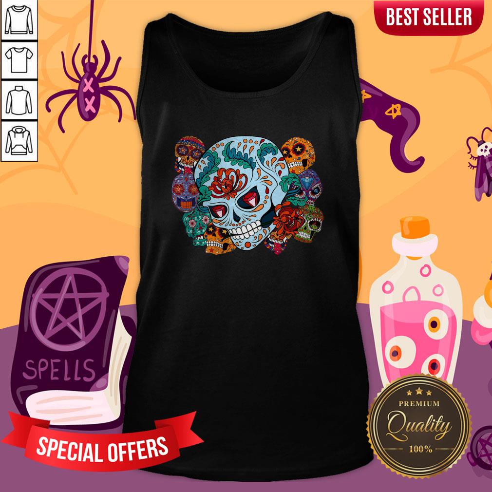 Sugar Skulls Collage Day Of The Dead Mexican Holiday Shirt