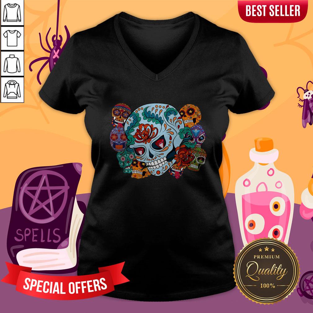 Sugar Skulls Collage Day Of The Dead Mexican Holiday Shirt