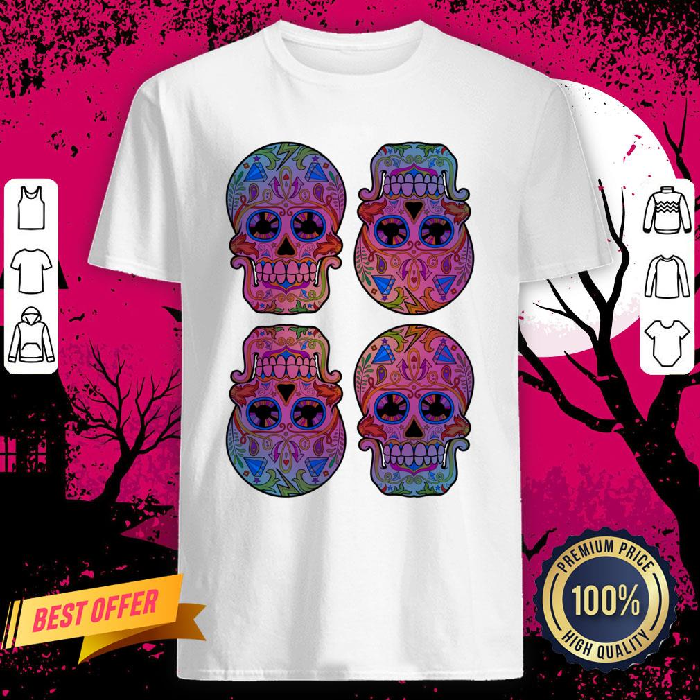 Sugar Skulls Color Dia De Los Muertos Day Of Dead Shirt
