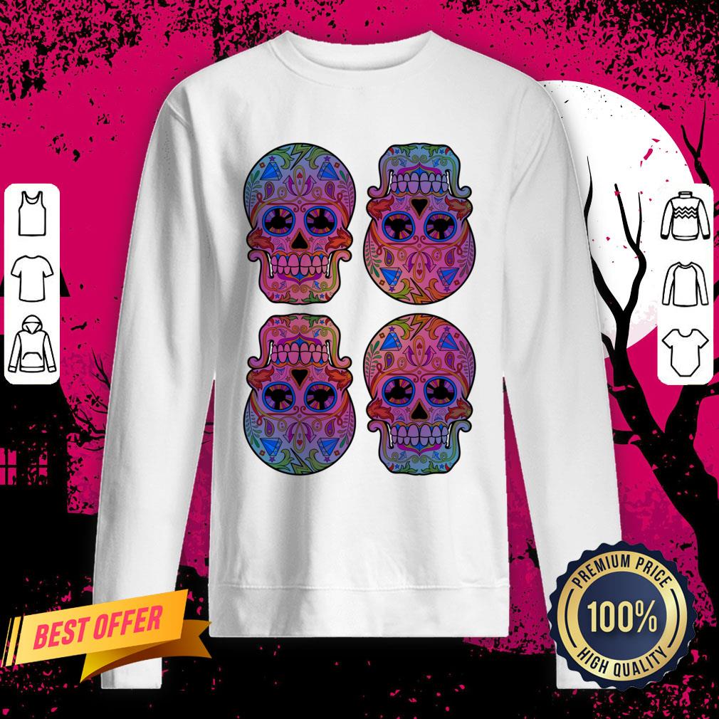 Sugar Skulls Color Dia De Los Muertos Day Of Dead Shirt