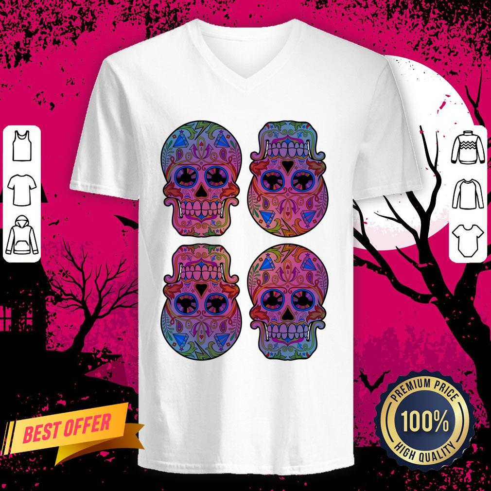 Sugar Skulls Color Dia De Los Muertos Day Of Dead Shirt