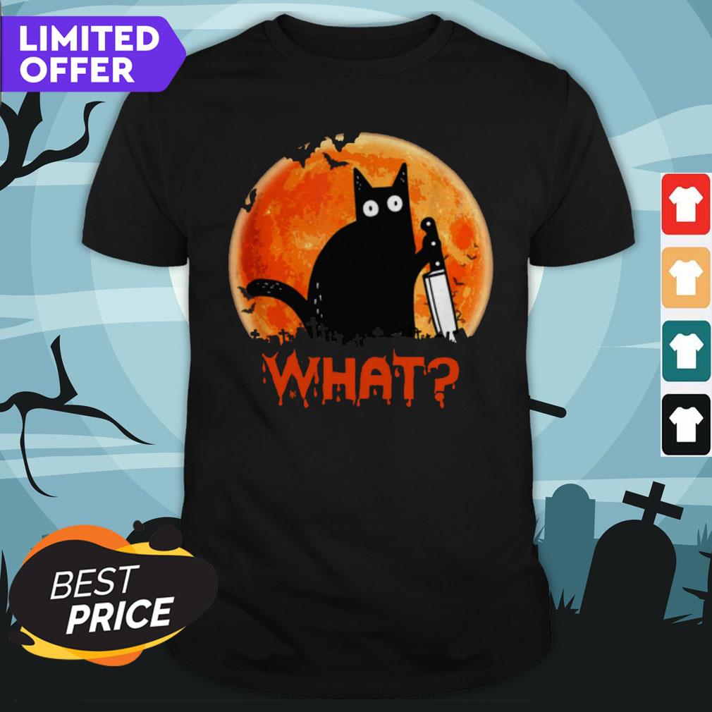 Sunset Black Cat What Halloween Shirt