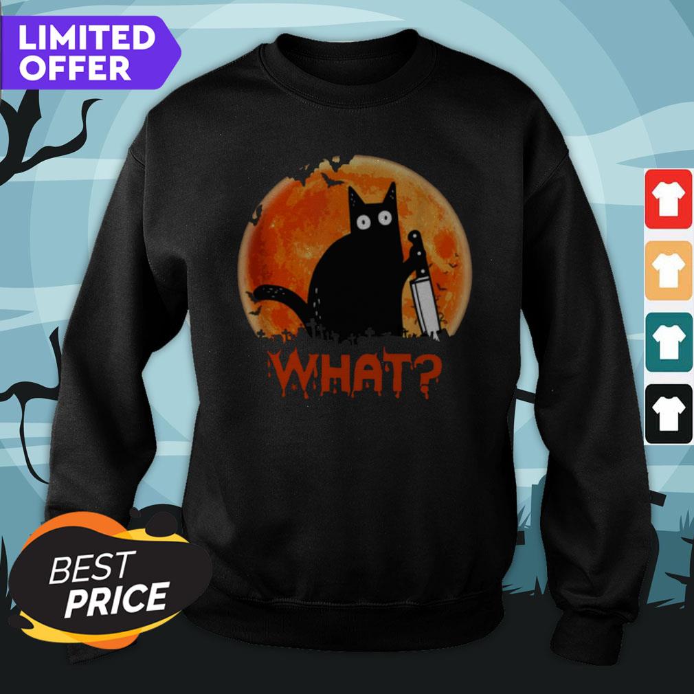 Sunset Black Cat What Halloween Shirt