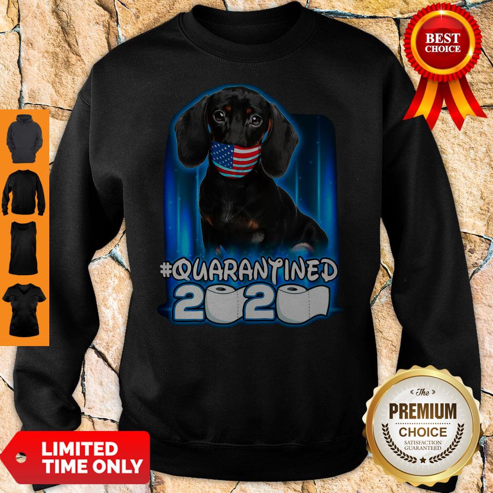Top Dachshund Face Mask American Flag Quarantined 2020 Shirt